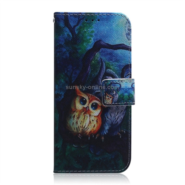 Oil Painting Owl Pattern Coloured Drawing Horizontal Flip Leather Case for Huawei Mate 20 Pro, with Holder & Card Slots & Wallet