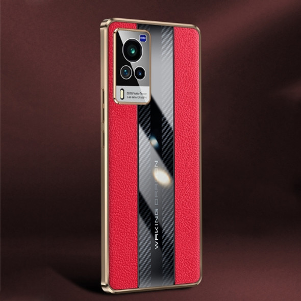 For vivo X60 Racing Car Design Leather Electroplating Process Anti-fingerprint Phone Case(Red)