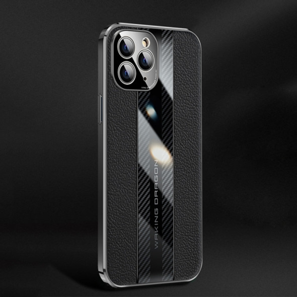 Racing Car Design Leather Electroplating Process Anti-fingerprint Protective Phone Case For iPhone 11 Pro(Black)