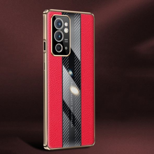 For OnePlus 9RT 5G Racing Car Design Leather Electroplating Process Anti-fingerprint Protective Phone Case(Red)