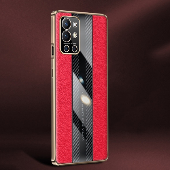 For OnePlus 9R Racing Car Design Leather Electroplating Process Anti-fingerprint Protective Phone Case(Red)