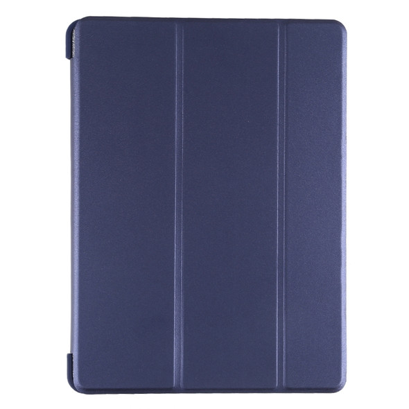 PU Plastic Bottom Case Foldable Deformation Left and Right Flip Leather Case with Three Fold Bracket & Smart Sleep for iPad Air3 2019(Blue)