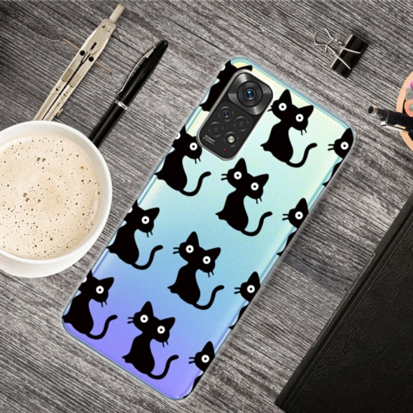 For Xiaomi Redmi Note 11 Pro 4G / 5G Global Painted Transparent TPU Phone Case(Black Cat)