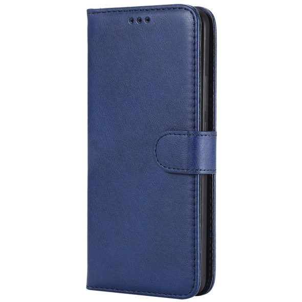 For Huawei Mate 20 Pro Solid Color Horizontal Flip Protective Case with Holder & Card Slots & Wallet & Photo Frame & Lanyard(Blue)
