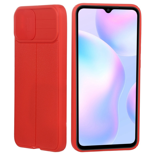 For Xiaomi Redmi 9A Litchi Texture Sliding Camshield TPU Protective Phone Case(Red)