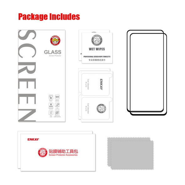 2 PCS For Xiaomi Redmi K50 Gaming / K50 ENKAY Full Glue 0.26mm 9H 2.5D Tempered Glass Full Film