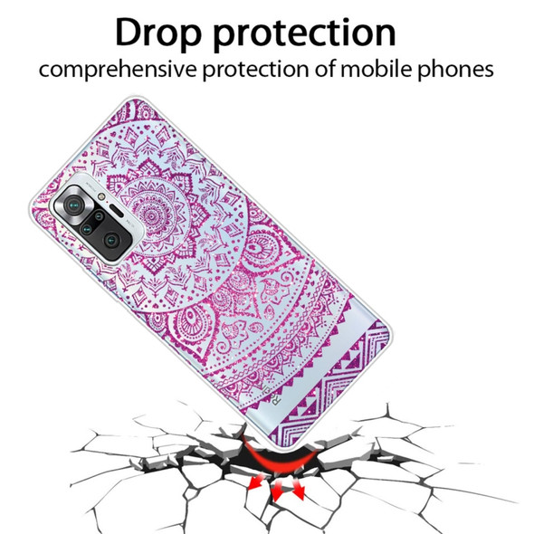 For Xiaomi Redmi Note 10 Pro 4G Gradient Lace Transparent TPU Phone Case(Rose Red)