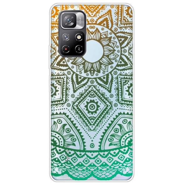For Xiaomi Redmi Note 11 Gradient Lace Transparent TPU Phone Case(Gradient Green)