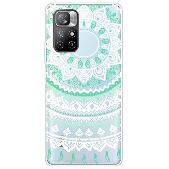 For Xiaomi Redmi Note 11 Gradient Lace Transparent TPU Phone Case(Green White)