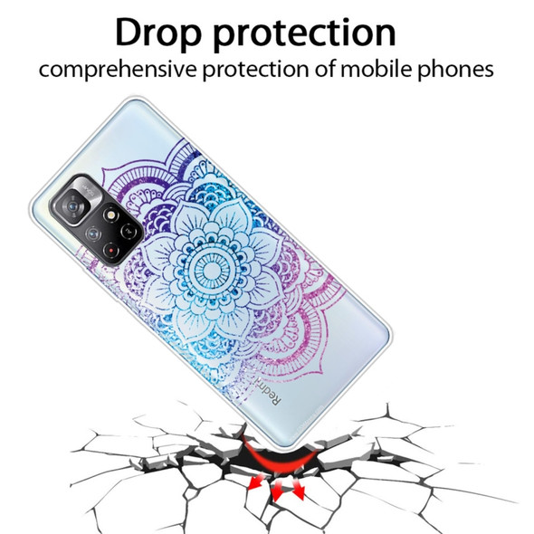 For Xiaomi Redmi Note 11 Gradient Lace Transparent TPU Phone Case(Purple Blue Red)