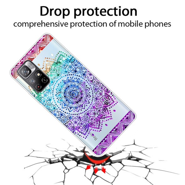 For Xiaomi Redmi Note 11 Gradient Lace Transparent TPU Phone Case(Green Blue Purple)