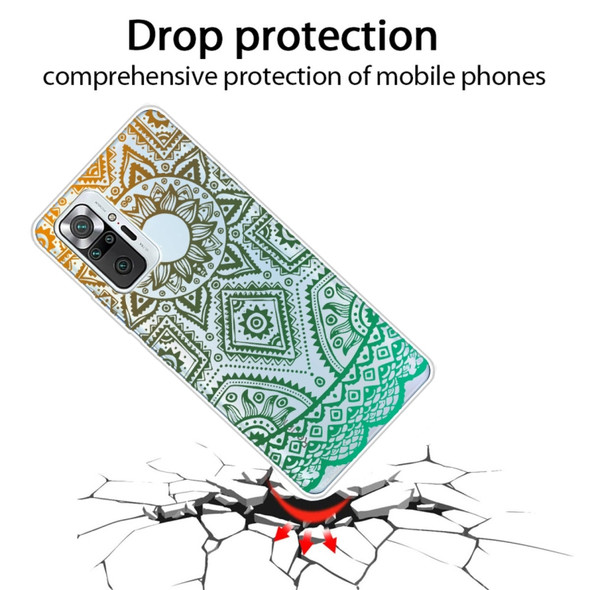 For Xiaomi Redmi Note 10 Pro 4G Gradient Lace Transparent TPU Phone Case(Gradient Green)