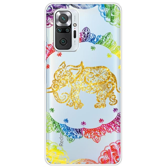 For Xiaomi Redmi Note 10 Pro 4G Gradient Lace Transparent TPU Phone Case(Gold Elephant)
