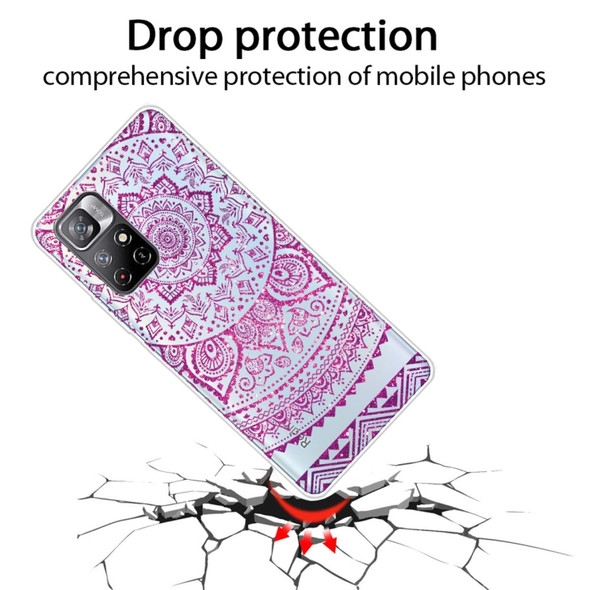 For Xiaomi Redmi Note 11 Gradient Lace Transparent TPU Phone Case(Rose Red)
