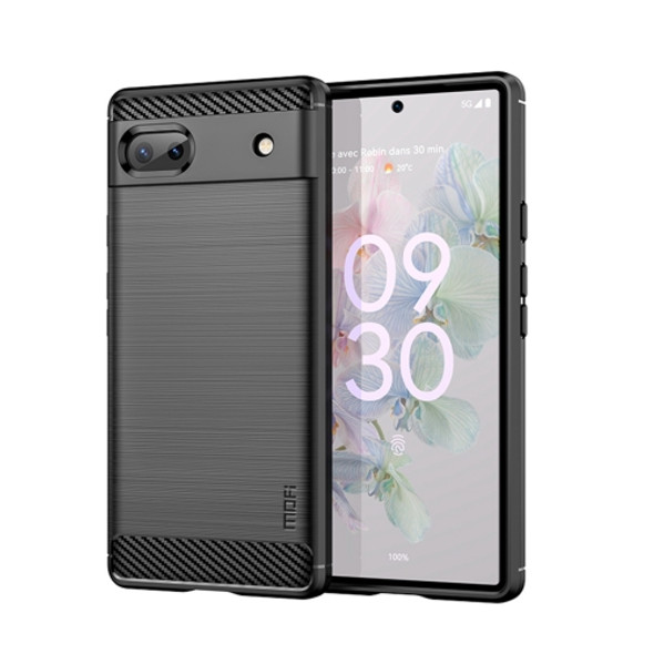 For Google Pixel 6A MOFI Gentleness Brushed Carbon Fiber Soft TPU Case(Black)