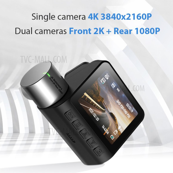 V50 Car WiFi Dashcam 4K Dashboard Camera with 2.0 inch 240 * 320 IPS Screen 360 Rotatable Lens G-Sensor - Front+Rear Camera