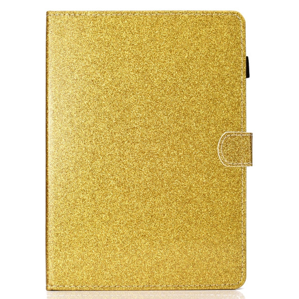 For iPad Pro 9.7 Varnish Glitter Powder Horizontal Flip Leather Case with Holder & Card Slot(Gold)