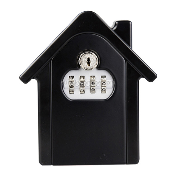 Hut Shape Password Lock Storage Box Security Box Wall Cabinet Safety Box, with 1 Key(Black)