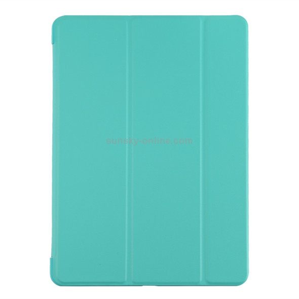 PU Plastic Bottom Case Foldable Deformation Left and Right Flip Leather Case with Three Fold Bracket & Smart Sleep for iPad Air3 2019(Mint Green)