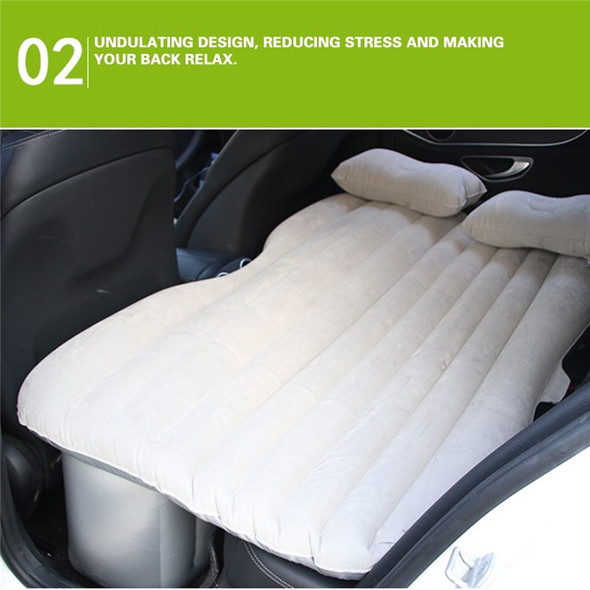 Multifunctional Car Flocking Air Mattress Inflatable Bed Back Seat Cushion for Travel Camping - Black