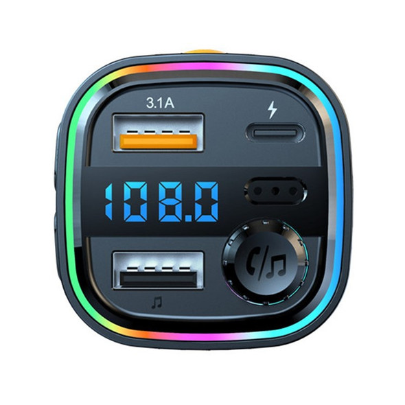 C26 Bluetooth Hands-free Call Car MP3 Music Player Type-C + Dual USB Phone Fast Charging Car Charger FM Transmitter
