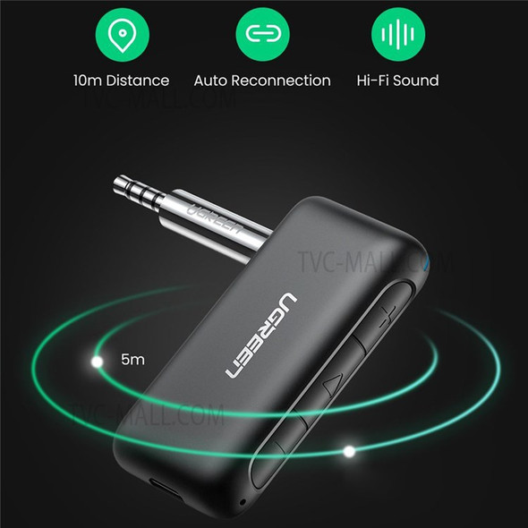 UGREEN Wireless Bluetooth 5.0 Receiver HiFi Sound 3.5mm AUX Adapter