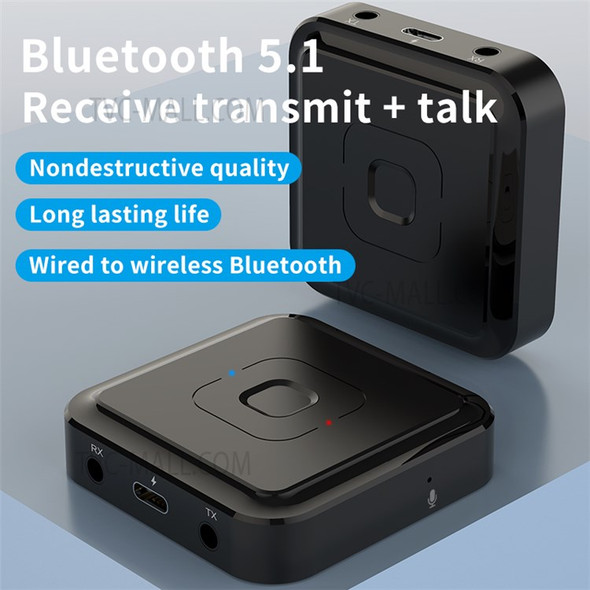 BT-22 Bluetooth 5.1 Audio Receiver Transmitter with Microphone 3.5mm AUX RCA Jack Wireless Stereo Adapter Car Headphone USB Dongle