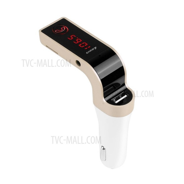 G7 Smart Car Bluetooth MP3 Player FM Transmitter USB Car Charger Hands-free Car Kit - Gold