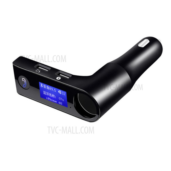 G7S Car Bluetooth Kit FM Transmitter MP3 Player Dual USB Car Charger with Cigarette Lighter Port - Black