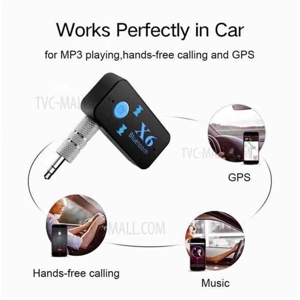 X6 Wireless Bluetooth 4.0 3.5mm AUX Audio Stereo Music Car Receiver MP3 Player Hands-free Car Kit