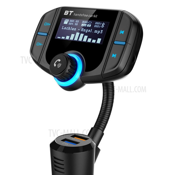 BT70 1.65 inch LCD Display Dual USB QC3.0 Car Charger FM Transmitter Bluetooth MP3 Music Player Hands-free Car Kit