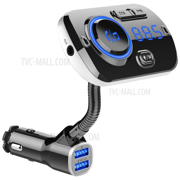 Bluetooth Car MP3 Player FM Transmitter Fast Charge Dual USB Breathing Atmosphere Light - Black