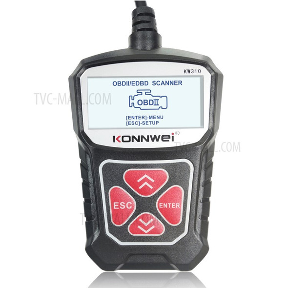 KONNWEI KW310 Car Engine Trouble Code Detector Scanner Seven Language Supported - Black