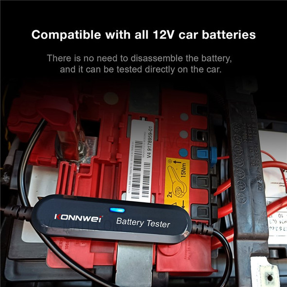 KONNWEI BK100 Automotive Wireless Bluetooth 6V 12V Battery CCA Tester Car Battery Charging Analyzer - Black