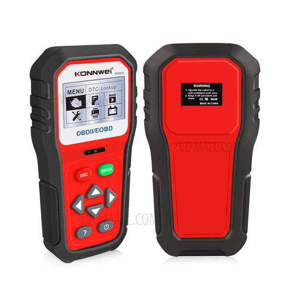 KONNWEI KW818 OBDII/EOBD Car Diagnostic Scanner 12V Battery Tester - Red