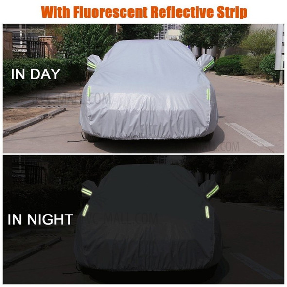 Car Cover Full Sedan Covers with Reflective Strip Sunscreen Protection Dustproof - Silver/Size: XXL