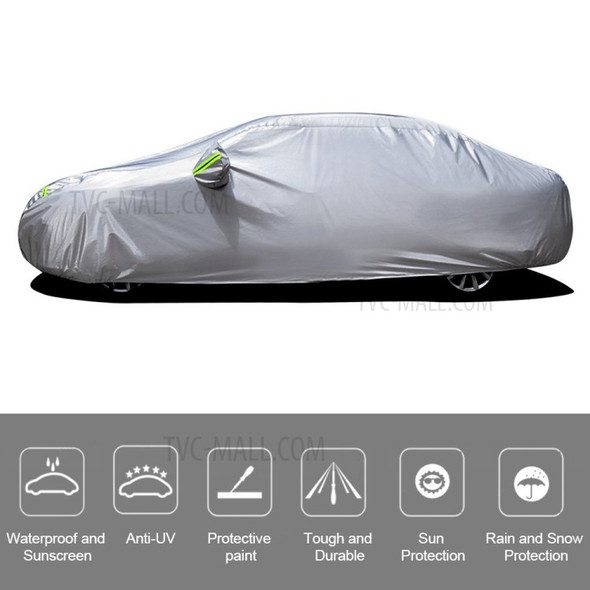 Car Cover Full Sedan Covers with Reflective Strip Sunscreen Protection Dustproof - Silver/Size: XXL