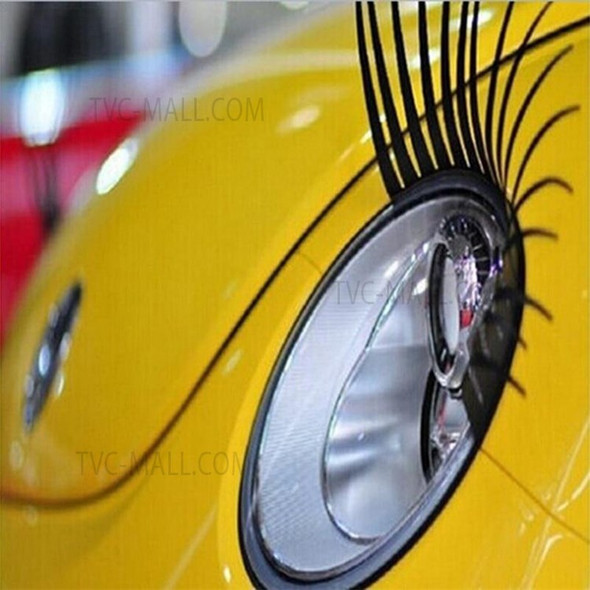 1Pair 3D Eyelashes Vehicle Headlight Sticker Fashion Rubber Eyelash Sticker for Car Headlight Decoration - Black