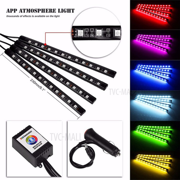 RGB LED Strips Ambient Light Audio APP Bluetooth Control for Car Ambient Musical Rhythm Lamp