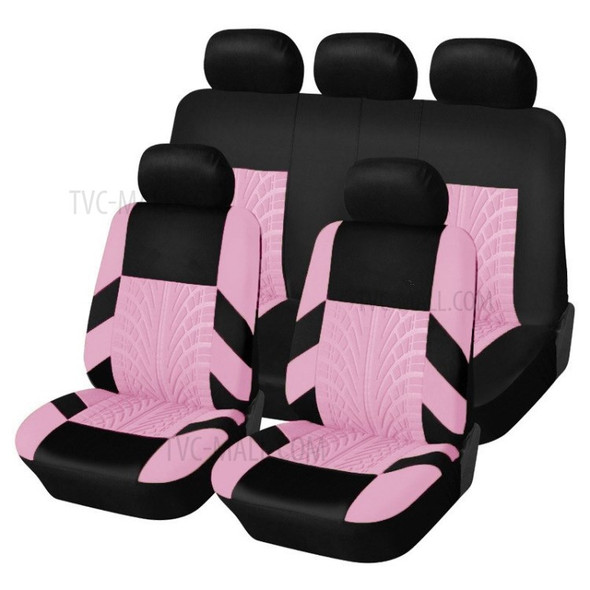 9Pcs/Set Universal Fit polyester Car Seat Cover Protectors for Front/Back Seats/Pillow/Back Pad - Pink