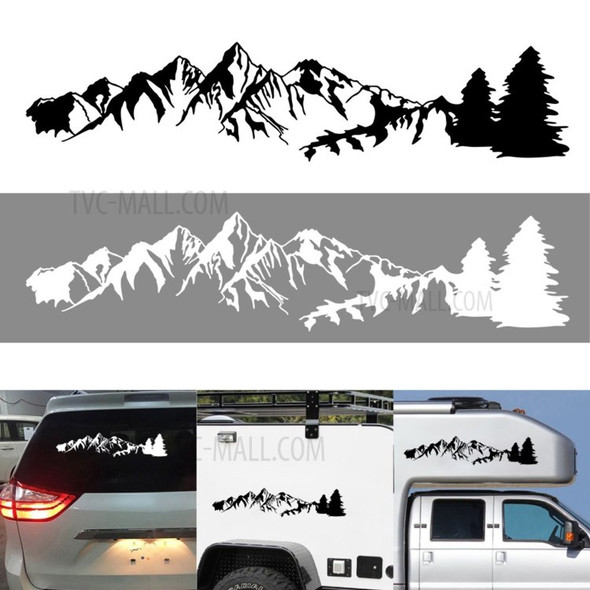 1 Pcs Universal Mountain Tree Forest Car Decals Graphics Vinyl Car Windows Sticker for Camper RV Trailer Door Panel - Black