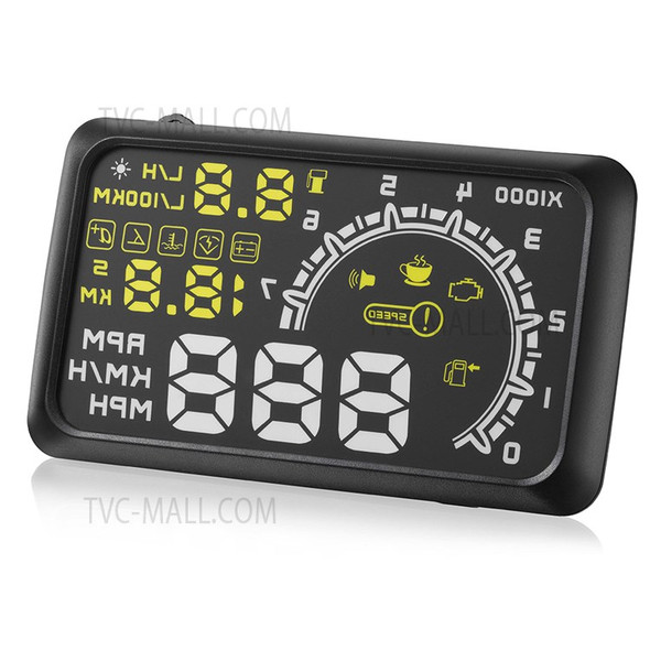 W02 Car HUD Digital Speedometer OBDII Interface Over-speed Alarm Water-Temp Detector Head-up Display