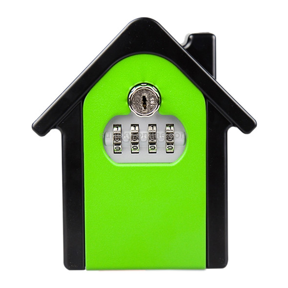 Hut Shape Password Lock Storage Box Security Box Wall Cabinet Safety Box, with 1 Key(Green)