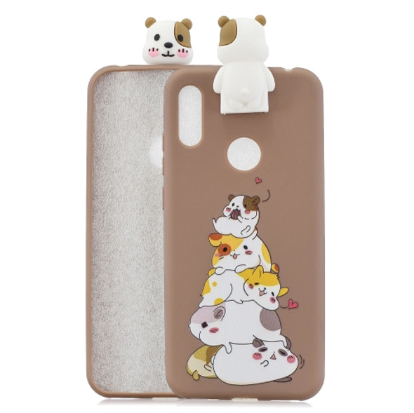 For Huawei Y6(2019) Cartoon Shockproof TPU Protective Case with Holder(Hamsters)