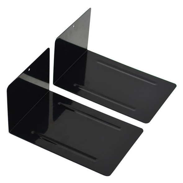 540 1 Pair Flat Panel Design Metal Bookends Books Holder Non-skid Desktop Shelf Bookends - Black