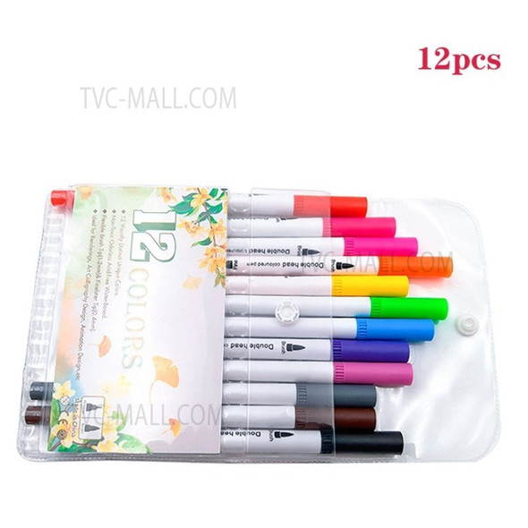 Double-headed Marker Pen Watercolor Pen Set - 12Pcs