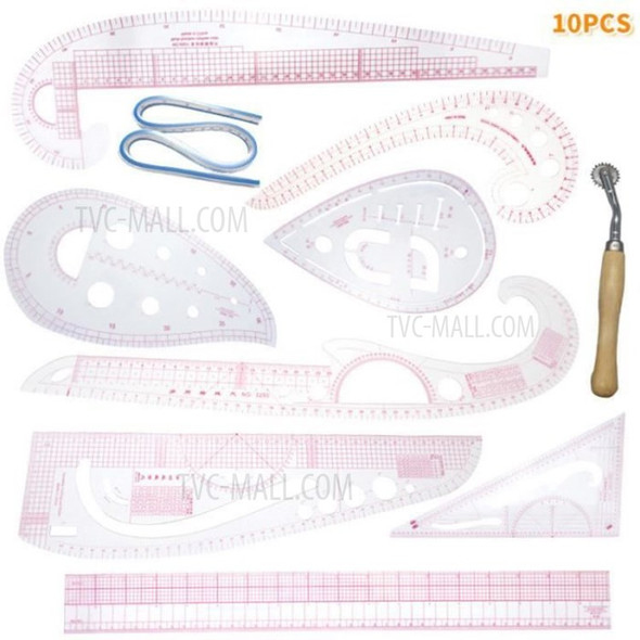 10Pcs/Set Straight/Cutting/Curved Ruler Grading Proofing Cutting Clothing Sample Design Ruler