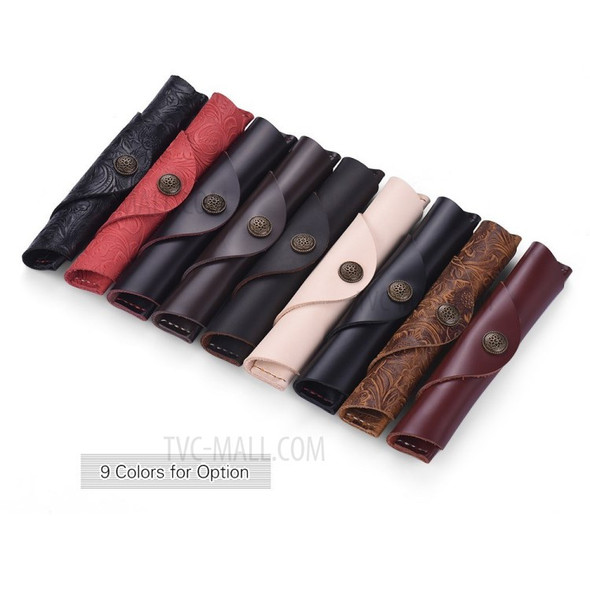 Leather Pen Case Fountain Handmade Sleeve Bag Pouch Protector for Single Pen Stylus Ballpoint, Size: 7'' x 1.2'' - Brown