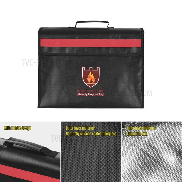 Large Fireproof Document Bag Waterproof Document Holder with Shoulder Strap Handle Safe Storage Bag Pouch