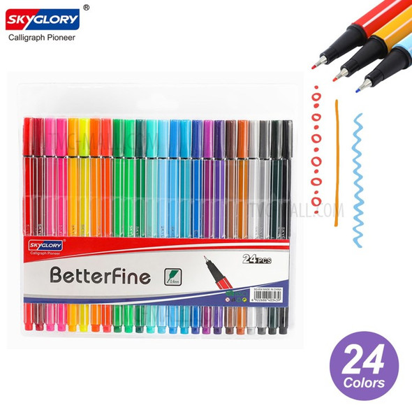 SKYGLORY Fineliner Pens 0.4mm Fine Tip Marker Drawing Color Pens Set - 24 Colors